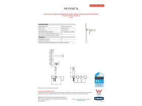 Specification Sheet - Sussex Pure Progressive Bath Mixer System 200mm with Handshower Right Hand Chrome (3 Star) Lead Free