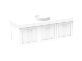 Supporting Image - Kado Lux All Door 1500mm Wall Hung Vanity Centre Basin 90mm - White - Angle
