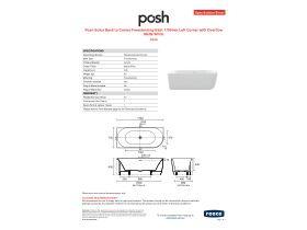 Specification Sheet - Posh Solus Back to Corner Freestanding Bath 1700mm Left Corner with Overflow Matte White