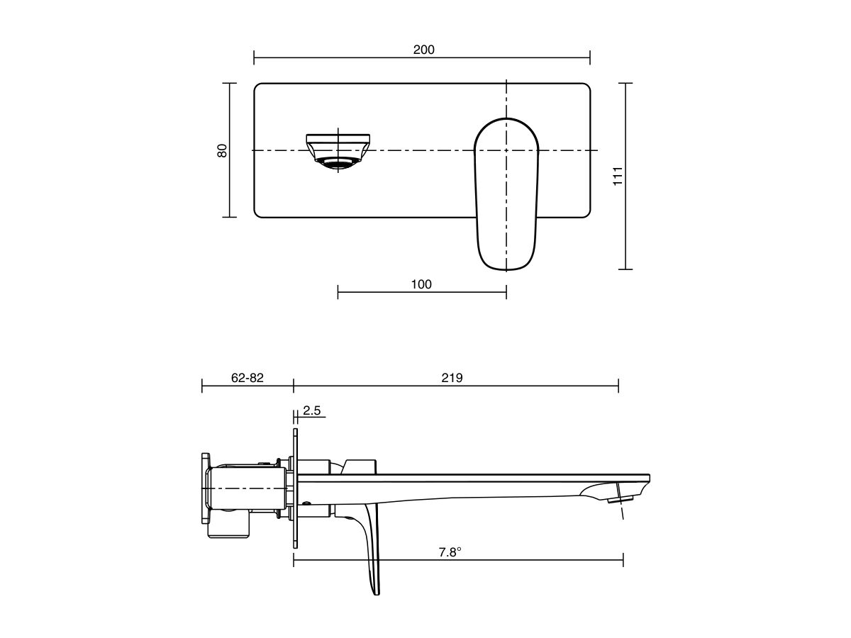 Mizu Silk Wall Bath Mixer / Trimset 220mm