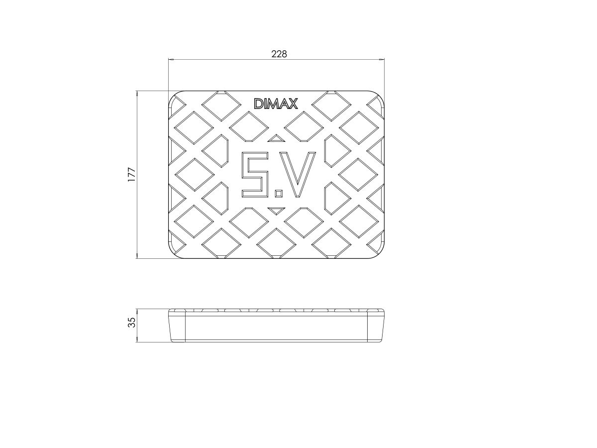 Technical Drawing - DIMAX DI HYDRANT LID ONLY RECT (SV)(QLD)