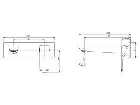 Milli Glance Wall Basin Mixer Set 180mm (6 Star)
