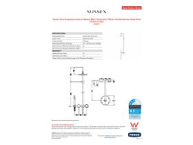 Specification Sheet - Sussex Pure Progressive Column Shower Mixer Tap System 180mm with Handshower Right Hand Chrome (3 Star)