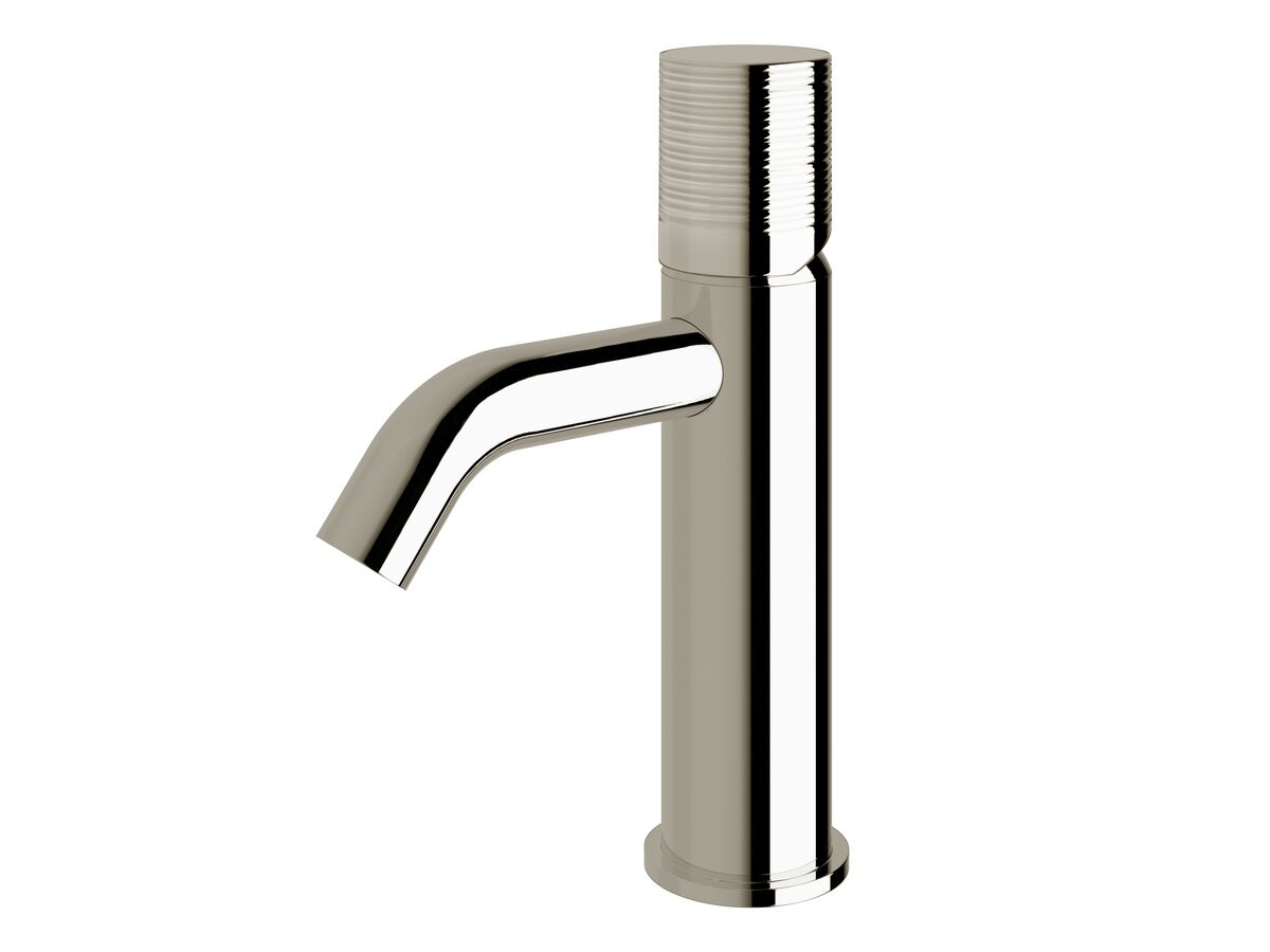 Sussex Pure Basin Mixer Tap Curved Spout with Cirque Textured Handle Chrome (5 Star)