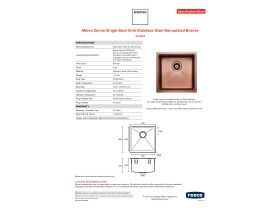 Specification Sheet - Memo Zenna Single Bowl Sink Bronze