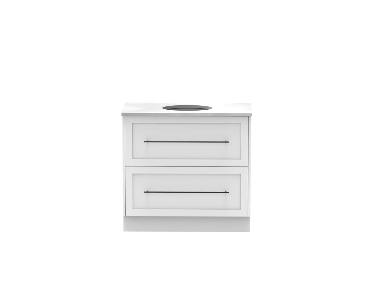 Supporting Image - Kado Lux All Drawer 900mm Floor Mounted Vanity Centre Basin 20mm - White - Front