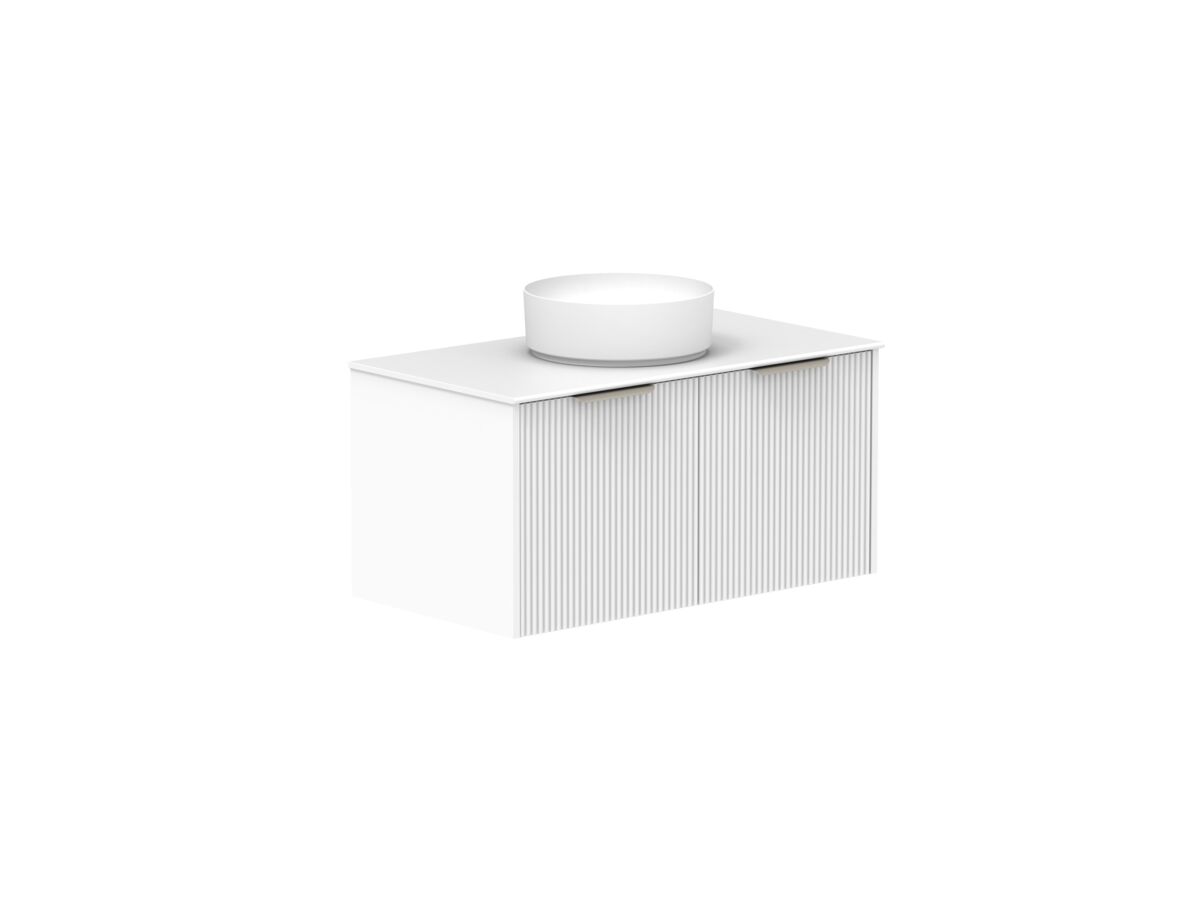 Supporting Image 2- Kado Neue Fluted Square All Drawer 900mm Wall Hung Vanity with Centre Basin Durasein 12mm Top Ultra White