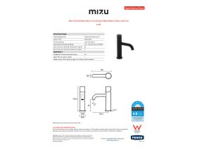 Specification Sheet - Mizu Drift Dial Basin Mixer Curved Spout Matte Black (6 Star) Lead Free