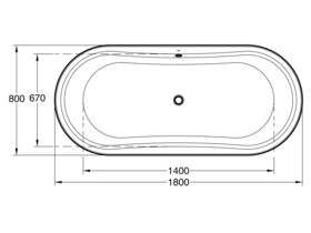 Roca Duo Plus Oval Inset Bath 1800x800mm White