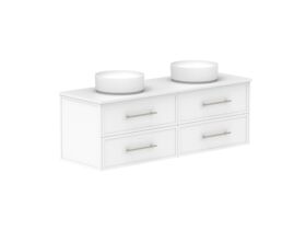 Supporting Image - Kado Lux All Drawer 1500mm Wall Hung Vanity Double Basin 20mm - White Shaker Angle