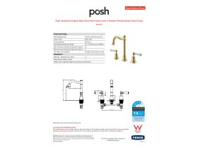 Specification Sheet - Posh Canterbury English Basin Set Swivel Outlet Lever P Handles Polished Brass Gold (4 Star)
