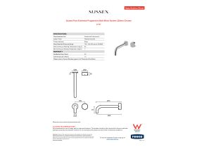 Specification Sheet - Sussex Pure Elemental Progressive Bath Mixer System 250mm Chrome