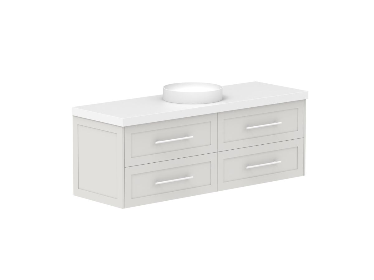Supporting Image - Kado Lux 1500mm All Drawer Wall Hung Vanity Unit 4 Drawers Single Bowl Vanity 50mm Top