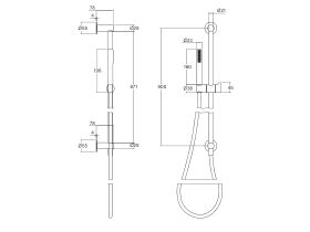 Technical Drawing - Faucet Strommen Vara Fin Single Rail Shower Chrome and Matte Black (3 Star)