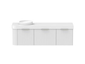Supporting Image - Kado Neue Fluted Single Curve All Drawer 1650mm Wall Hung Vanity with Left Hand Basin Durasein 90mm Top Ultra White
