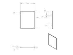 ISSY Z8 Mirror 700mm (Wide) x 50mm (Deep) x 930 (Height)