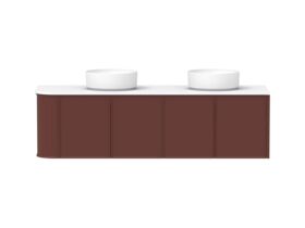 Hero - Kado Era Single Curve All Door 1650mm Wall Hung Vanity with Double Basin 20mm Top Red Marble