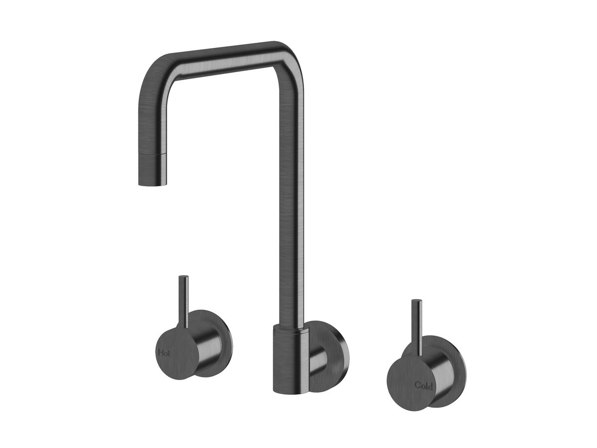 Hero - Sussex Scala Wall Sink Set Square LUX PVD Brushed Smoked Gunmetal (3 Star)