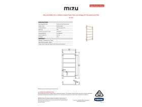 Specification Sheet - Mizu Drift MK2 550 x 1050mm Heated Towel Rail Low Voltage 24V Brushed Gold PVD