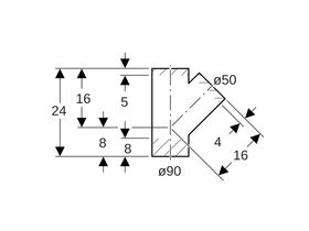 Geberit Junction 90mm x 50mm x 45 Degree