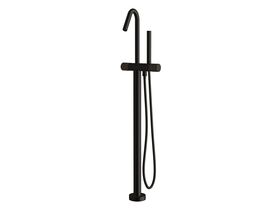 Sussex Pure Floor Mounted Bath Mixer Tap with Handshower and Cirque Textured Handle PVD Matte Black (3 Star)