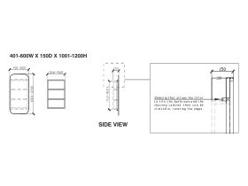 ISSY Z1 Recessed Oval Mirror with Shaving Cabinet Custom 401mm-600mm x 1001mm-1200mm