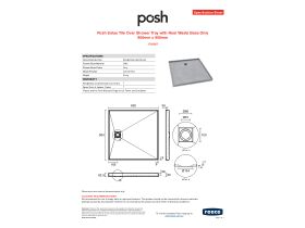 Specification Sheet - Posh Solus Tile Over Shower Tray with Rear Waste Base Only 900mm x 900mm