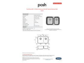 Specification Sheet - Posh Solus MK3 1 3/4 Bowl Undermount Sink No Taphole Stainless Steel