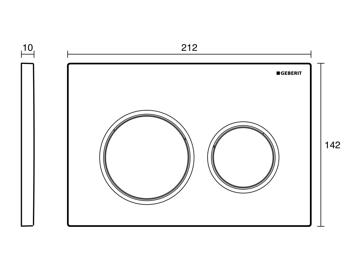 Technical Drawing - Geberit Omega01 Dual Flush Button