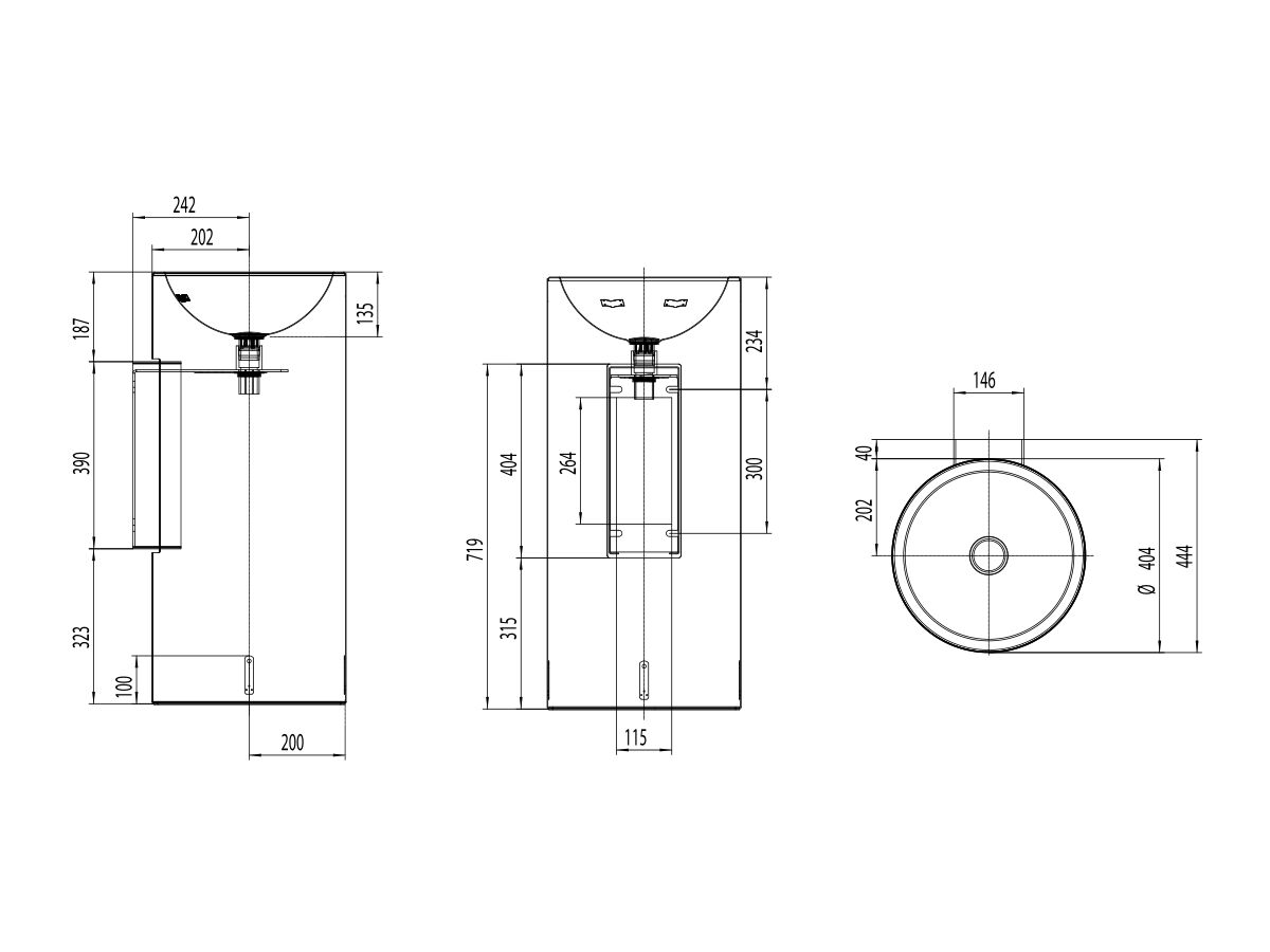 Alape Circa Freestanding Basin 400mm White (Wall Attached)