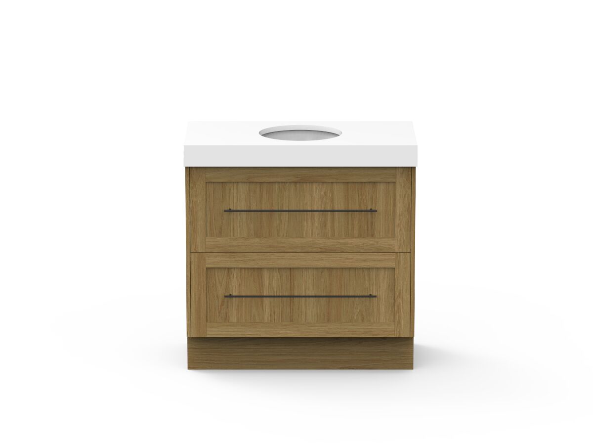 Kado Lux Drawer Vanity Unit Floor Mount 900 Centre Bowl Statement Top 2 Drawers (No Basin)