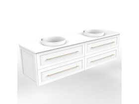 Supporting Image - Kado Lux All Drawer 1800mm Wall Hung Vanity Double Basin 20mm - White - Angle