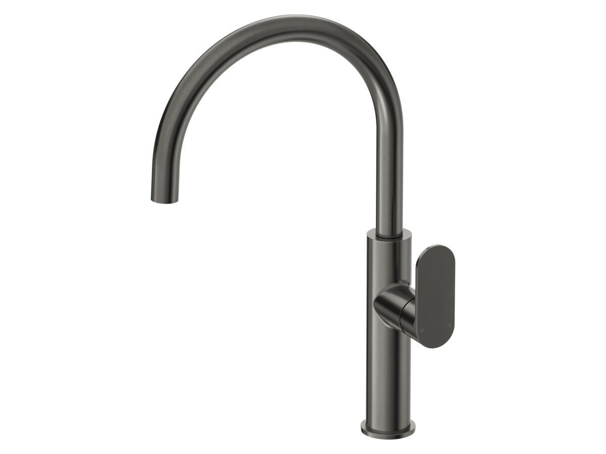 Hero - Mizu Soothe MK2 Gooseneck Sink Mixer Curved Brushed Gunmetal (5 Star)