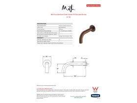 Specification Sheet - Milli Pure Wall Bath Outlet 160mm PVD Brushed Bronze