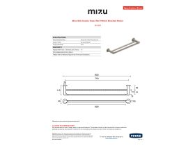 Specification Sheet - Mizu Silk Double Towel Rail 750mm Brushed Nickel