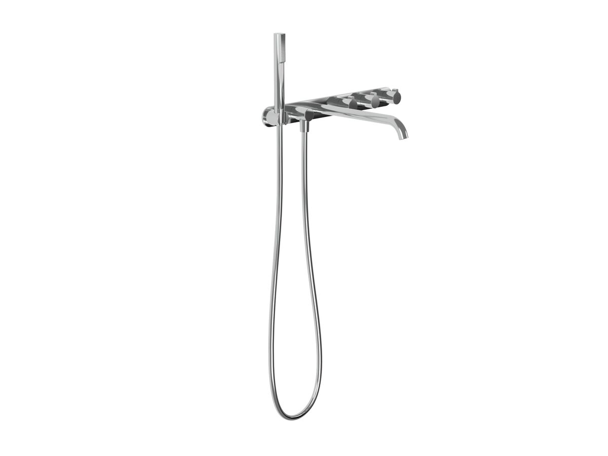 Supporting Image - Faucet Strommen Vara Fin Wall Bath Tap Set with Handshower Trimset Chrome (3 Star) Lead Free
