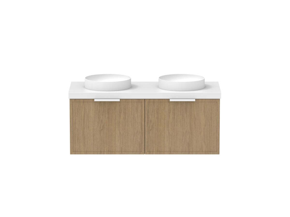 Supporting Image - Kado Lux Slim All Drawer 1200mm Wall Hung Vanity with Double Basin 50mm Top Boston Oak