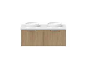 Supporting Image - Kado Lux Slim All Drawer 1200mm Wall Hung Vanity with Double Basin 50mm Top Boston Oak