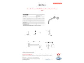 Specification Sheet - Sussex Pure Progressive Wall Bath Mixer Tap System 250mm Satin Chrome