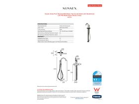 Specification Sheet - Sussex Scala Floor Mounted Bath Mixer Tap Curved Outlet with Handshower LUX PVD Matte Opium Black (3 Star)