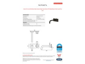 Specification Sheet - Scala 25 Curved Wall Basin Mixer System Right Hand 200mm PVD Matte Black (6 Star) Lead Free