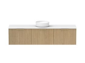 Supporting Image - Kado Neue Fluted Square All Drawer 1800mm Wall Hung Vanity with Centre Basin 20mm Top Boston Oak