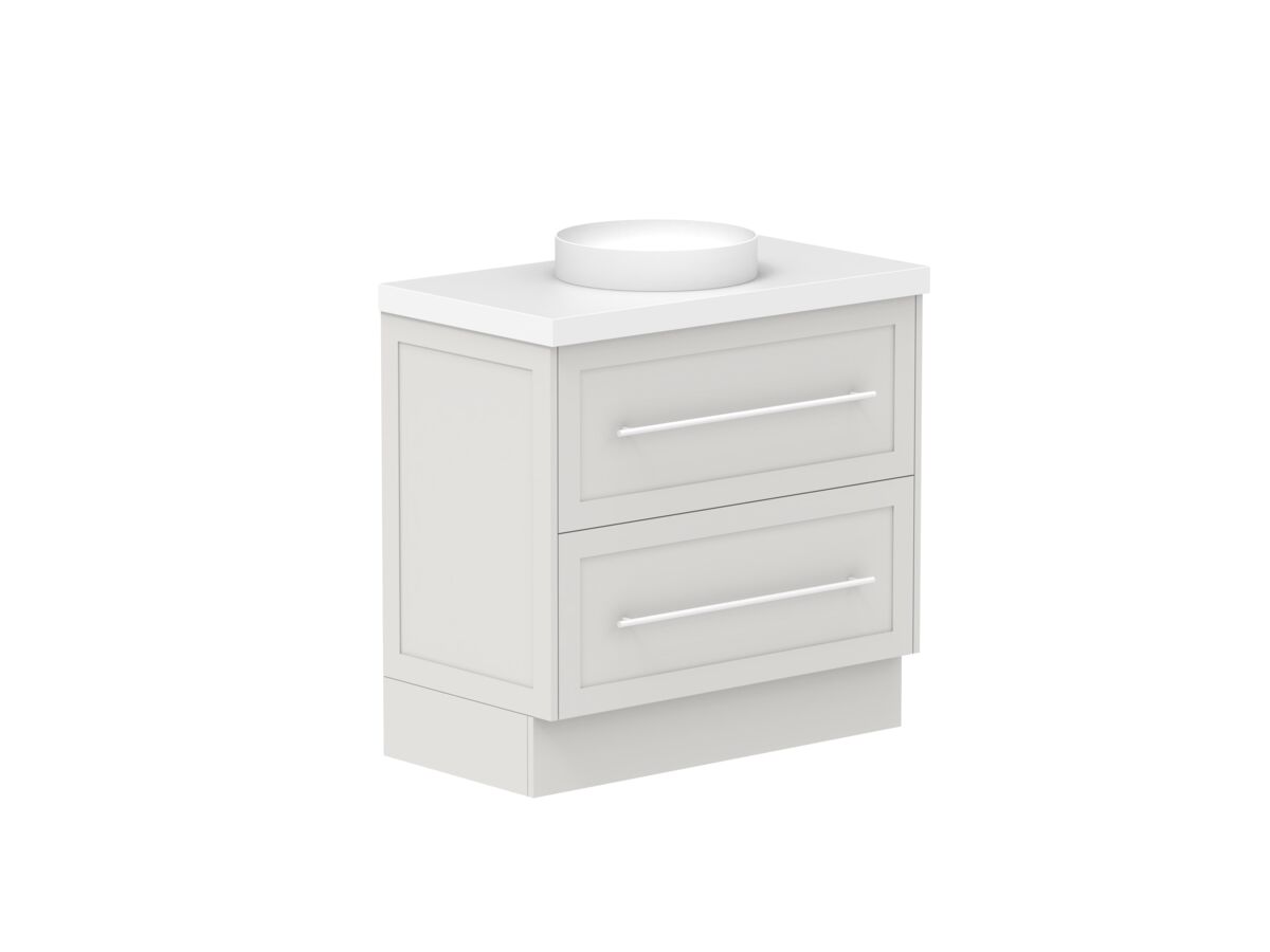 Supporting Image - Kado Lux 900mm All Drawer Floor Mounted Vanity Unit 2 Drawers Single Centre Vanity 50mm Top