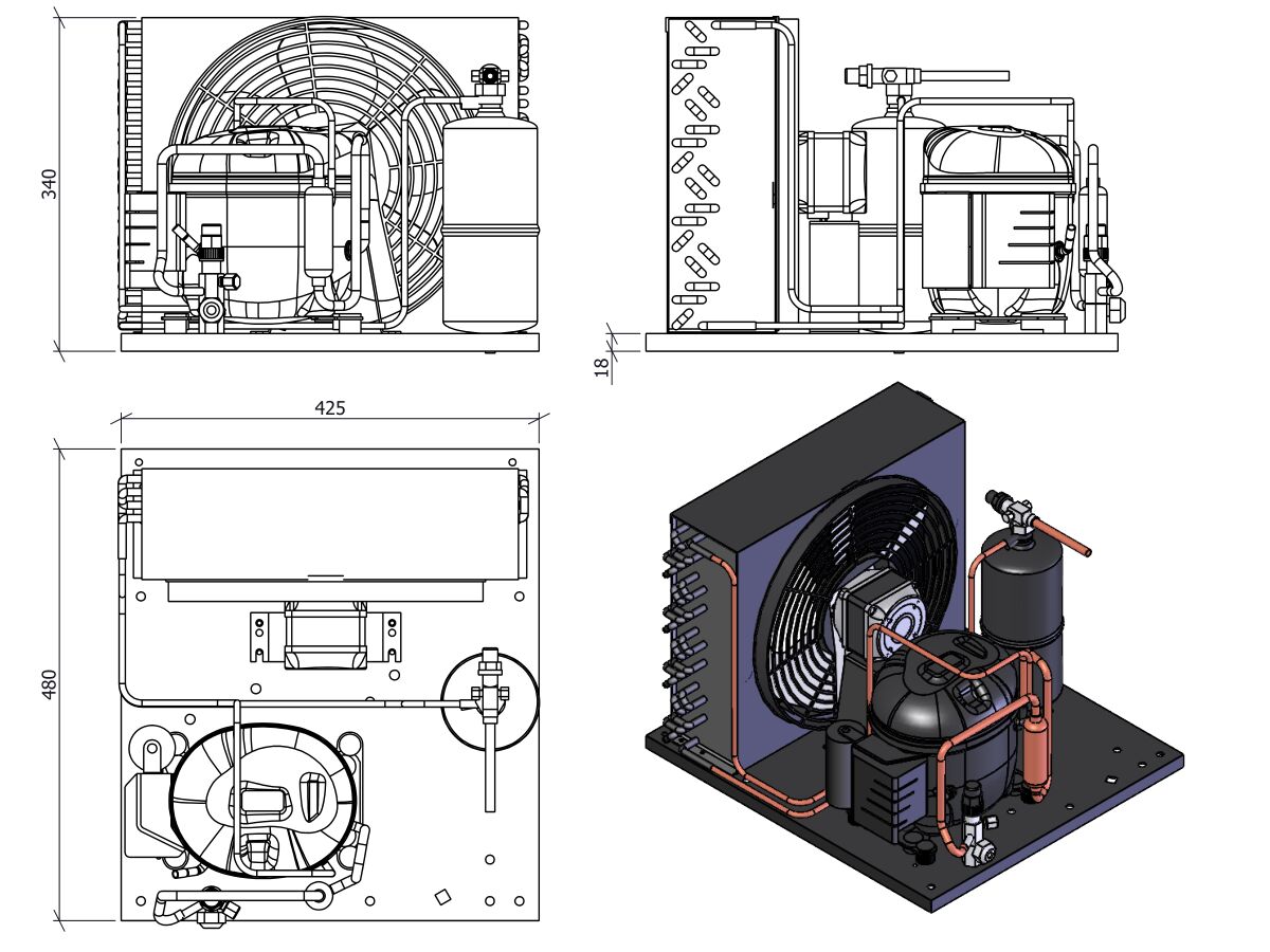 Tecumseh Condensing Unit 1/2HP R134A MHBP AET4456YHR