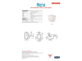 Specification Sheet - Roca Meridian Back to Wall Bidet 1 Taphole White