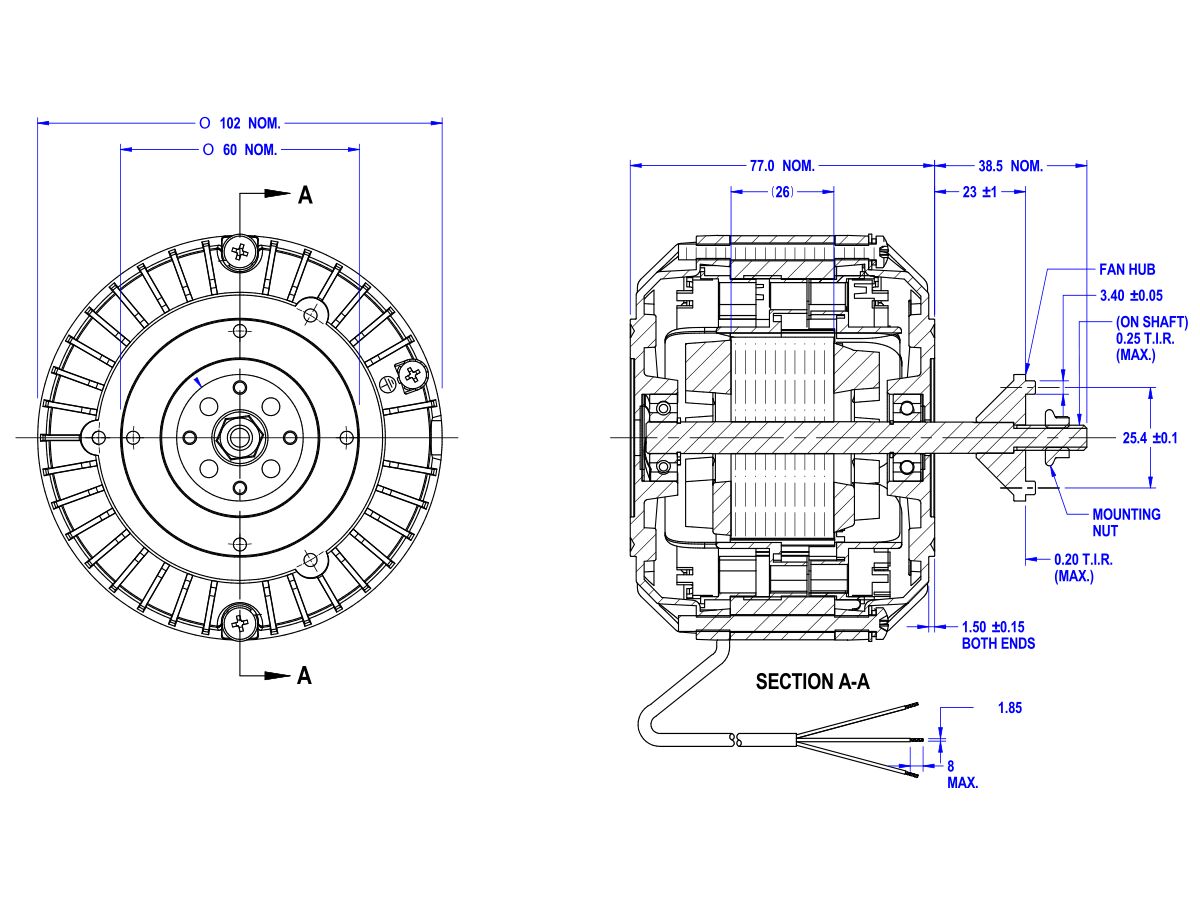 Hub Mount Fan Motor 35W 50D543-03AT
