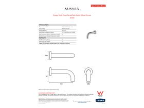 Specification Sheet - Sussex Scala 25mm Curved Bath Outlet 160mm Chrome