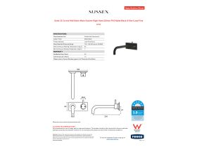 Specification Sheet - Scala 25 Curved Wall Basin Mixer System Right Hand 250mm PVD Matte Black (6 Star) Lead Free