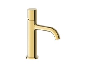Hero - Mizu Drift Dial Basin Mixer Tap Curved Spout Brushed Brass (6 Star) Lead Free
