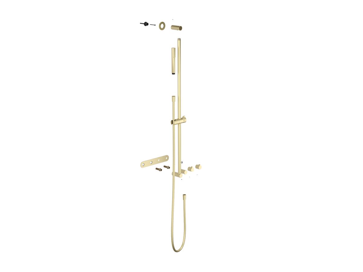 Hero - Faucet Strommen Vara Fin Wall Set with Single Rail Shower Tap System Trimset Brushed Admiralty Brass (3 Star) Lead Free